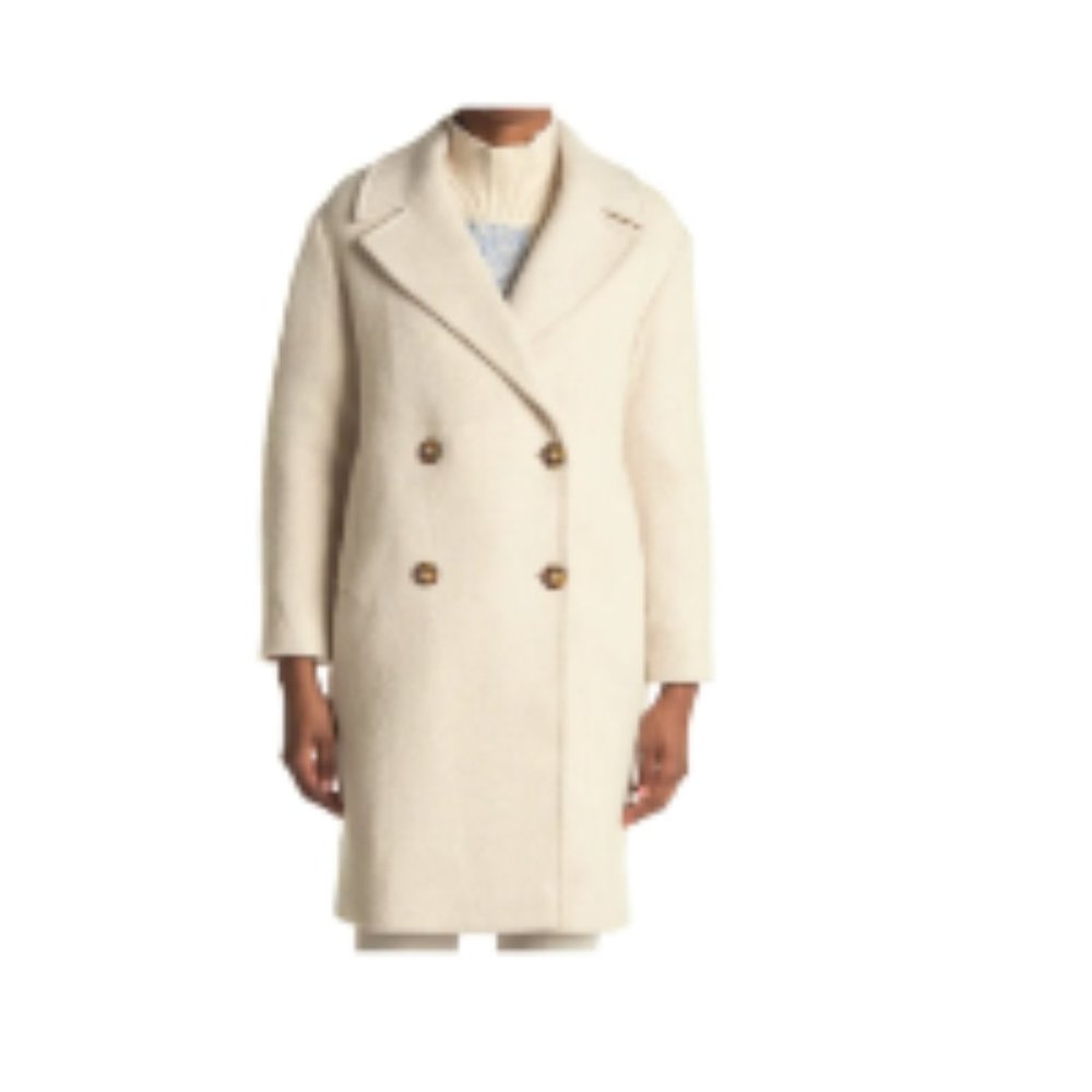 Reiss Scarletta Relaxed Textured Wool Blend Coat Jacket Women’s 10 Oatmeal EUC